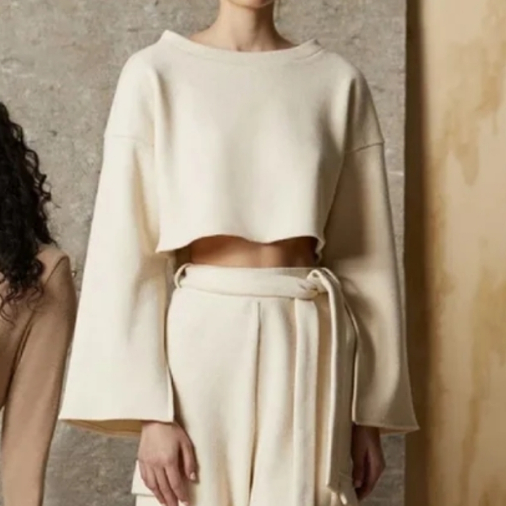Choosy Brand Elsa Cream Ribbed Knit Cropped Top NWT Size XS - Picture 1 of 5